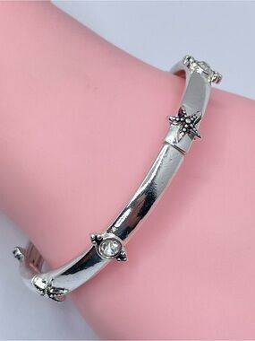 Silver Starfish Crystal Stretch Bracelet Beach Coastal New Boho